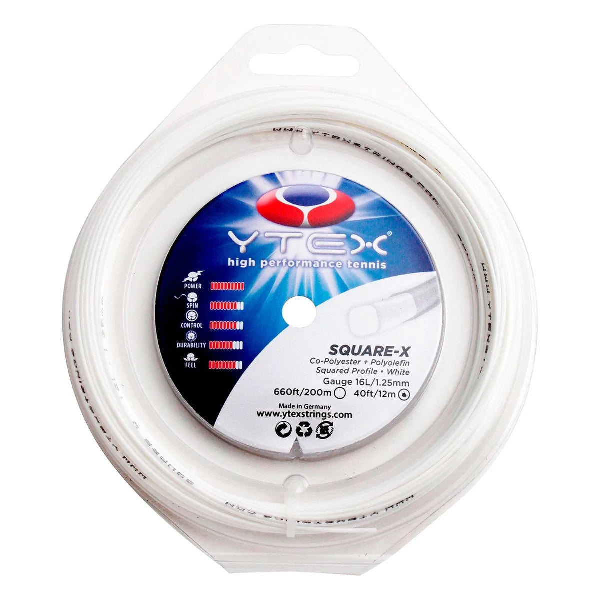 Square-X White 16L String | YTEX Tennis Strings Canada – YTEX Strings ...