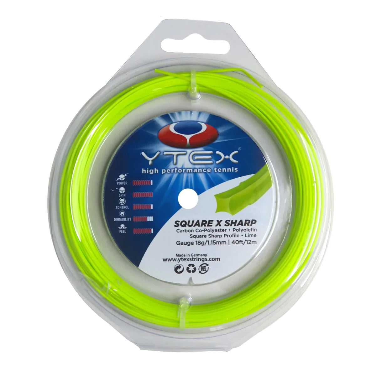 Sharp Line String Square-X Sharp Lime 18 String | YTEX Tennis Strings Canada – YTEX ...